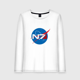 Женский лонгслив хлопок с принтом NASA N7 MASS EFFECT в Петрозаводске, 100% хлопок |  | Тематика изображения на принте: logo | n7 | nasa | space | логотип | масс эффект | н7 | наса