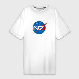 Платье-футболка хлопок с принтом NASA N7 MASS EFFECT в Петрозаводске,  |  | logo | n7 | nasa | space | логотип | масс эффект | н7 | наса