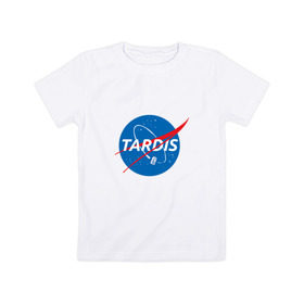 Детская футболка хлопок с принтом TARDIS / DOCTOR WHO   NASA в Петрозаводске, 100% хлопок | круглый вырез горловины, полуприлегающий силуэт, длина до линии бедер | doctor who | nasa | tardis | доктор кто | машина времени | наса | тардис