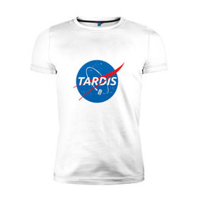 Мужская футболка премиум с принтом TARDIS / DOCTOR WHO   NASA в Петрозаводске, 92% хлопок, 8% лайкра | приталенный силуэт, круглый вырез ворота, длина до линии бедра, короткий рукав | doctor who | nasa | tardis | доктор кто | машина времени | наса | тардис