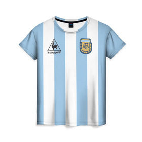 Женская футболка 3D с принтом Марадона Аргентина ретро в Петрозаводске, 100% полиэфир ( синтетическое хлопкоподобное полотно) | прямой крой, круглый вырез горловины, длина до линии бедер | maradona | аргентина | марадона | ретро