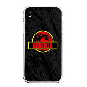 Чехол для iPhone XS Max матовый с принтом JURASSIC GODZILLA ГОДЗИЛЛА в Петрозаводске, Силикон | Область печати: задняя сторона чехла, без боковых панелей | Тематика изображения на принте: comic con | godzilla | gojira | logo | годзилла | знаки | иероглифы | лого | монстр | фильм | чудовище