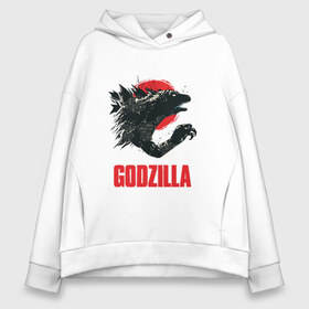 Женское худи Oversize хлопок с принтом GODZILLA в Петрозаводске, френч-терри — 70% хлопок, 30% полиэстер. Мягкий теплый начес внутри —100% хлопок | боковые карманы, эластичные манжеты и нижняя кромка, капюшон на магнитной кнопке | comic con | godzilla | gojira | logo | годзилла | знаки | иероглифы | лого | монстр | фильм | чудовище