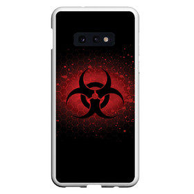 Чехол для Samsung S10E с принтом Biohazard в Петрозаводске, Силикон | Область печати: задняя сторона чехла, без боковых панелей | biohazard | plague inc | биологическая опасность | знак