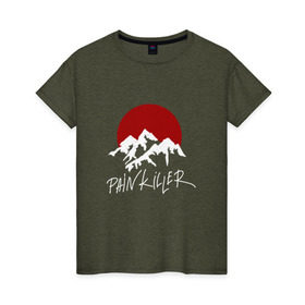 Женская футболка хлопок с принтом Painkiller Mountain в Петрозаводске, 100% хлопок | прямой крой, круглый вырез горловины, длина до линии бедер, слегка спущенное плечо | jeembo | джангирян | джимбо