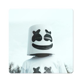 Магнит виниловый Квадрат с принтом MARSHMELLO в Петрозаводске, полимерный материал с магнитным слоем | размер 9*9 см, закругленные углы | dj | marshmello | usa | америка | клубная музыка | маршмелло | музыка | музыкант