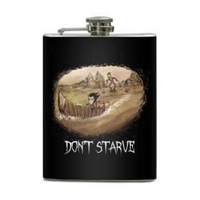 Фляга с принтом Don`t starve в Петрозаводске, металлический корпус | емкость 0,22 л, размер 125 х 94 мм. Виниловая наклейка запечатывается полностью | Тематика изображения на принте: 