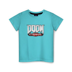 Детская футболка хлопок с принтом DOOM Eternal в Петрозаводске, 100% хлопок | круглый вырез горловины, полуприлегающий силуэт, длина до линии бедер | Тематика изображения на принте: doom | doom eternal | дум