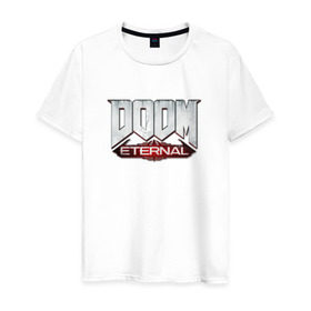 Мужская футболка хлопок с принтом DOOM Eternal в Петрозаводске, 100% хлопок | прямой крой, круглый вырез горловины, длина до линии бедер, слегка спущенное плечо. | doom | doom eternal | дум