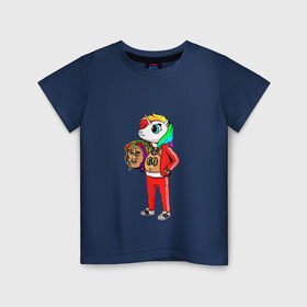 Детская футболка хлопок с принтом 69 rainbow в Петрозаводске, 100% хлопок | круглый вырез горловины, полуприлегающий силуэт, длина до линии бедер | 6ix9ine | единорог | пони