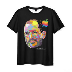 Мужская футболка 3D с принтом Стив Джобс / Think Different в Петрозаводске, 100% полиэфир | прямой крой, круглый вырез горловины, длина до линии бедер | apple | different | ipad | iphone | jobs | steve | steven | think | аппле | джобс | жобс | основатель | создатель | стив | стивен | эпл | яблоко