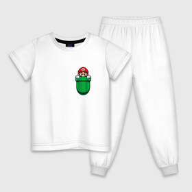 Детская пижама хлопок с принтом Марио в Петрозаводске, 100% хлопок |  брюки и футболка прямого кроя, без карманов, на брюках мягкая резинка на поясе и по низу штанин
 | 8 бит | mario | денди | марио