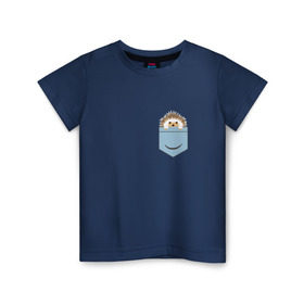 Детская футболка хлопок с принтом Ёжик в кармане в Петрозаводске, 100% хлопок | круглый вырез горловины, полуприлегающий силуэт, длина до линии бедер | еж | ёжик | ёжик в кармане | лес
