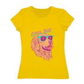 Женская футболка хлопок с принтом cool boi в Петрозаводске, 100% хлопок | прямой крой, круглый вырез горловины, длина до линии бедер, слегка спущенное плечо | dog | дог | круто | лето | очки | песики | пляж | собаки