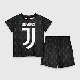 Детский костюм с шортами 3D с принтом Juventus FC Pattern в Петрозаводске,  |  | juventus | pattern | паттерн | форма | футбольная | юва | ювентус