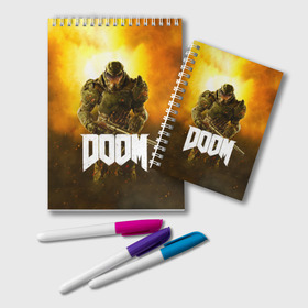 Блокнот с принтом DOOM 2016 в Петрозаводске, 100% бумага | 48 листов, плотность листов — 60 г/м2, плотность картонной обложки — 250 г/м2. Листы скреплены удобной пружинной спиралью. Цвет линий — светло-серый
 | 