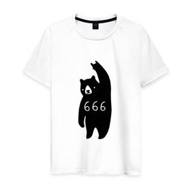Мужская футболка хлопок с принтом BAD BEAR 666 ROCK в Петрозаводске, 100% хлопок | прямой крой, круглый вырез горловины, длина до линии бедер, слегка спущенное плечо. | 666 | bear | devil | satan | медведь | сатана