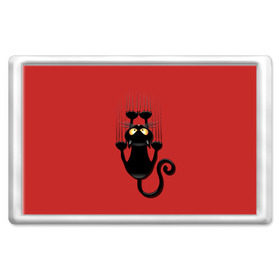 Магнит 45*70 с принтом Черный Кот в Петрозаводске, Пластик | Размер: 78*52 мм; Размер печати: 70*45 | Тематика изображения на принте: black | cat | cats | кот | котенок | коты | кошка | кошки | красный | черная