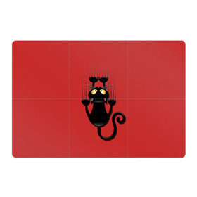 Магнитный плакат 3Х2 с принтом Черный Кот в Петрозаводске, Полимерный материал с магнитным слоем | 6 деталей размером 9*9 см | Тематика изображения на принте: black | cat | cats | кот | котенок | коты | кошка | кошки | красный | черная