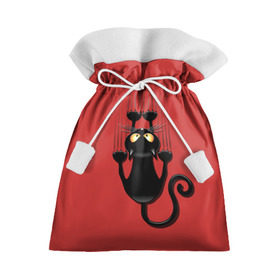 Подарочный 3D мешок с принтом Черный Кот в Петрозаводске, 100% полиэстер | Размер: 29*39 см | Тематика изображения на принте: black | cat | cats | кот | котенок | коты | кошка | кошки | красный | черная
