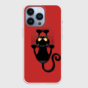 Чехол для iPhone 13 Pro с принтом Черный Кот в Петрозаводске,  |  | Тематика изображения на принте: black | cat | cats | кот | котенок | коты | кошка | кошки | красный | черная