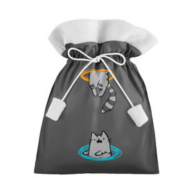 Подарочный 3D мешок с принтом Кот в Портале в Петрозаводске, 100% полиэстер | Размер: 29*39 см | Тематика изображения на принте: cat | cats | game | games | portal | tail | valve | в портале | вэльв | игра | игры | кот | коты | кошка | кошки | портал | хвост