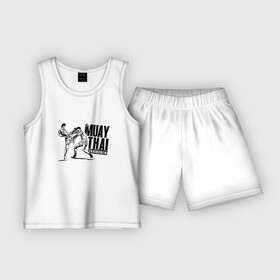 Детская пижама с шортами хлопок с принтом Muay Thai. Тайский бокс в Петрозаводске,  |  | boxing | champion | fight | fist | kick | muay | ring | sport | thai | thailand | бой | бокс | кулак | муай | ринг | спорт | таиланд | тай | тайский | удар | чемпион