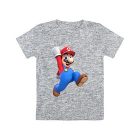 Детская футболка хлопок с принтом Super Mario в Петрозаводске, 100% хлопок | круглый вырез горловины, полуприлегающий силуэт, длина до линии бедер | 