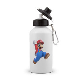 Бутылка спортивная с принтом Super Mario в Петрозаводске, металл | емкость — 500 мл, в комплекте две пластиковые крышки и карабин для крепления | 
