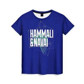 Женская футболка 3D с принтом HammAli Navai blue в Петрозаводске, 100% полиэфир ( синтетическое хлопкоподобное полотно) | прямой крой, круглый вырез горловины, длина до линии бедер | 