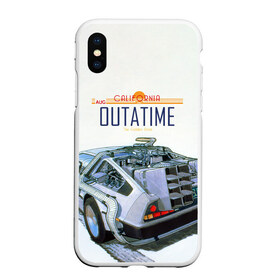 Чехол для iPhone XS Max матовый с принтом De Lorean Outatime в Петрозаводске, Силикон | Область печати: задняя сторона чехла, без боковых панелей | 