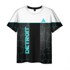 Мужская футболка 3D с принтом DETROIT в Петрозаводске, 100% полиэфир | прямой крой, круглый вырез горловины, длина до линии бедер | 3d | detroit | абстракция | белый | город | игра | лого | логотип | надпись | полосы | треугольник | фигура | черный