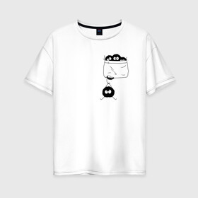 Женская футболка хлопок Oversize с принтом Тоторо в Петрозаводске, 100% хлопок | свободный крой, круглый ворот, спущенный рукав, длина до линии бедер
 | anime | аниме | анимэ | герои | канта огаки | котобус | мой сосед тоторо | мультсериал | мультфильм | мэй кусакабэ | сацуки кусакабэ | сусуватари | тацуо кусакабэ | тоторо | ясуко кусакабэ