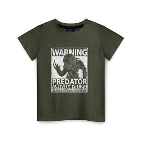 Детская футболка хлопок с принтом PREDATOR в Петрозаводске, 100% хлопок | круглый вырез горловины, полуприлегающий силуэт, длина до линии бедер | 90 е | alien | predator | алфи аллен | кино | оливия манн | пришельцы | фильмы | хищник | чужой | шейн блэк