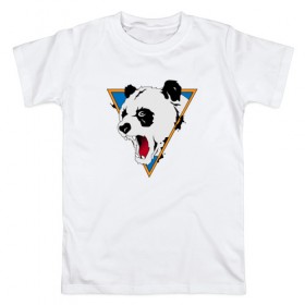 Мужская футболка хлопок с принтом Злая панда в Петрозаводске, 100% хлопок | прямой крой, круглый вырез горловины, длина до линии бедер, слегка спущенное плечо. | злая панда | панда