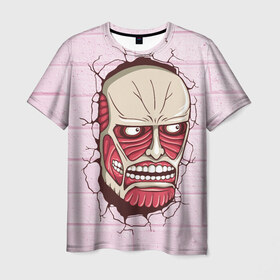 Мужская футболка 3D с принтом TItan в Петрозаводске, 100% полиэфир | прямой крой, круглый вырез горловины, длина до линии бедер | anime | attack on titan | аниме | атака титанов