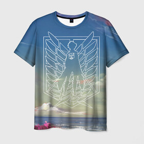 Мужская футболка 3D с принтом Wings в Петрозаводске, 100% полиэфир | прямой крой, круглый вырез горловины, длина до линии бедер | anime | attack on titan | аниме | атака титанов