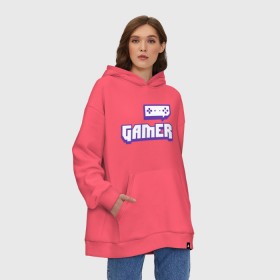 Худи SuperOversize хлопок с принтом Gamer (Twitch) в Петрозаводске, 70% хлопок, 30% полиэстер, мягкий начес внутри | карман-кенгуру, эластичная резинка на манжетах и по нижней кромке, двухслойный капюшон
 | game | gamer | twitch | игра | игрок | стрим | твич