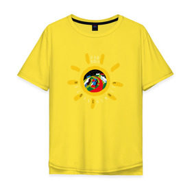 Мужская футболка хлопок Oversize с принтом Недокасаемость солнце в Петрозаводске, 100% хлопок | свободный крой, круглый ворот, “спинка” длиннее передней части | анастасия иванова | гречка | люби меня люби | недокасаемость | подростки