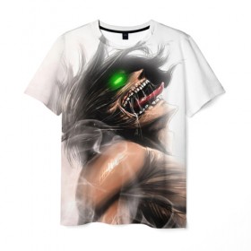 Мужская футболка 3D с принтом Титан в Петрозаводске, 100% полиэфир | прямой крой, круглый вырез горловины, длина до линии бедер | anime | attack on titan | аниме | атака титанов