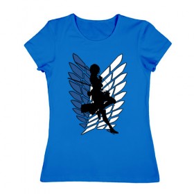 Женская футболка хлопок с принтом Mikasa в Петрозаводске, 100% хлопок | прямой крой, круглый вырез горловины, длина до линии бедер, слегка спущенное плечо | anime | attack on titan | аниме | атака титанов