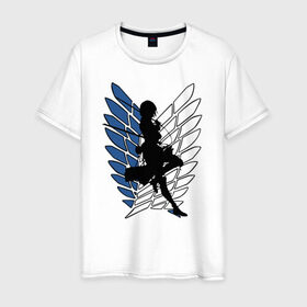 Мужская футболка хлопок с принтом Mikasa в Петрозаводске, 100% хлопок | прямой крой, круглый вырез горловины, длина до линии бедер, слегка спущенное плечо. | anime | attack on titan | аниме | атака титанов