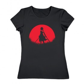 Женская футболка хлопок с принтом Red Moon Surveyor в Петрозаводске, 100% хлопок | прямой крой, круглый вырез горловины, длина до линии бедер, слегка спущенное плечо | anime | attack on titan | аниме | атака титанов