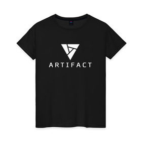 Женская футболка хлопок с принтом ARTIFACT DOTA 2 CARD GAME LOGO в Петрозаводске, 100% хлопок | прямой крой, круглый вырез горловины, длина до линии бедер, слегка спущенное плечо | 