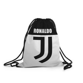 Рюкзак-мешок 3D с принтом Ronaldo Juventus в Петрозаводске, 100% полиэстер | плотность ткани — 200 г/м2, размер — 35 х 45 см; лямки — толстые шнурки, застежка на шнуровке, без карманов и подкладки | Тематика изображения на принте: cr7 | cristiano ronaldo | football | juventus | криштиану роналду | роналдо | роналду | ювентус