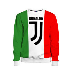 Детский свитшот 3D с принтом Ronaldo Juventus Italy в Петрозаводске, 100% полиэстер | свободная посадка, прямой крой, мягкая тканевая резинка на рукавах и понизу свитшота | Тематика изображения на принте: cr7 | cristiano ronaldo | football | juventus | криштиану роналду | роналдо | роналду | футбол | ювентус