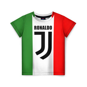 Детская футболка 3D с принтом Ronaldo Juventus Italy в Петрозаводске, 100% гипоаллергенный полиэфир | прямой крой, круглый вырез горловины, длина до линии бедер, чуть спущенное плечо, ткань немного тянется | Тематика изображения на принте: cr7 | cristiano ronaldo | football | juventus | криштиану роналду | роналдо | роналду | футбол | ювентус