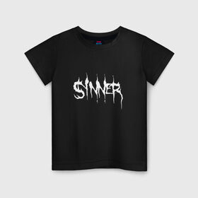 Детская футболка хлопок с принтом Sinner в Петрозаводске, 100% хлопок | круглый вырез горловины, полуприлегающий силуэт, длина до линии бедер | 