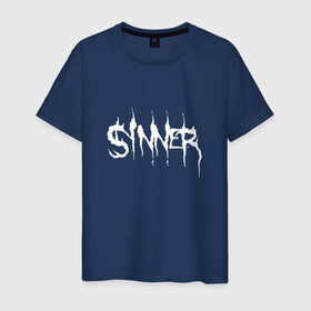 Мужская футболка хлопок с принтом Sinner в Петрозаводске, 100% хлопок | прямой крой, круглый вырез горловины, длина до линии бедер, слегка спущенное плечо. | 