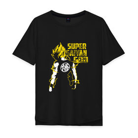 Мужская футболка хлопок Oversize с принтом SUPER SAIYAN GOD в Петрозаводске, 100% хлопок | свободный крой, круглый ворот, “спинка” длиннее передней части | anime | goku | sugoi | super dragon ball | аниме | гоку